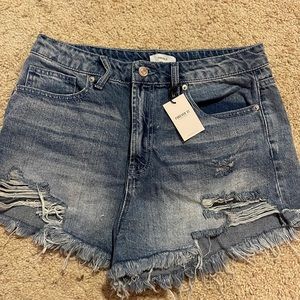 Women high rise jean shorts
